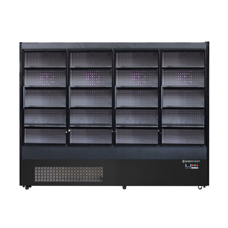 Vitrine réfrigérée Westpoint 1 000 L 4 portes – vue de face – noir – CHR La Réunion